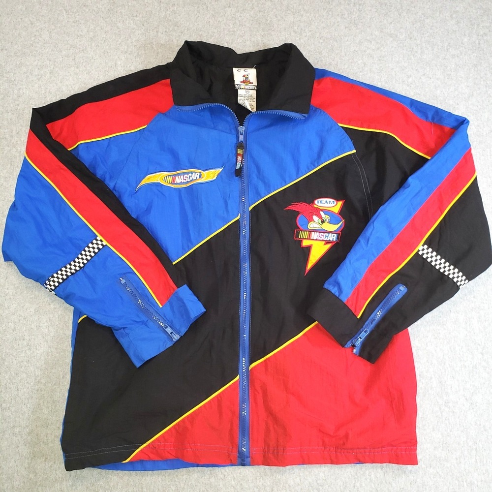 Vintage Nascar Woody Woodpecker Jacket Youth Sz L 16-18 Colorblock Chase Authent